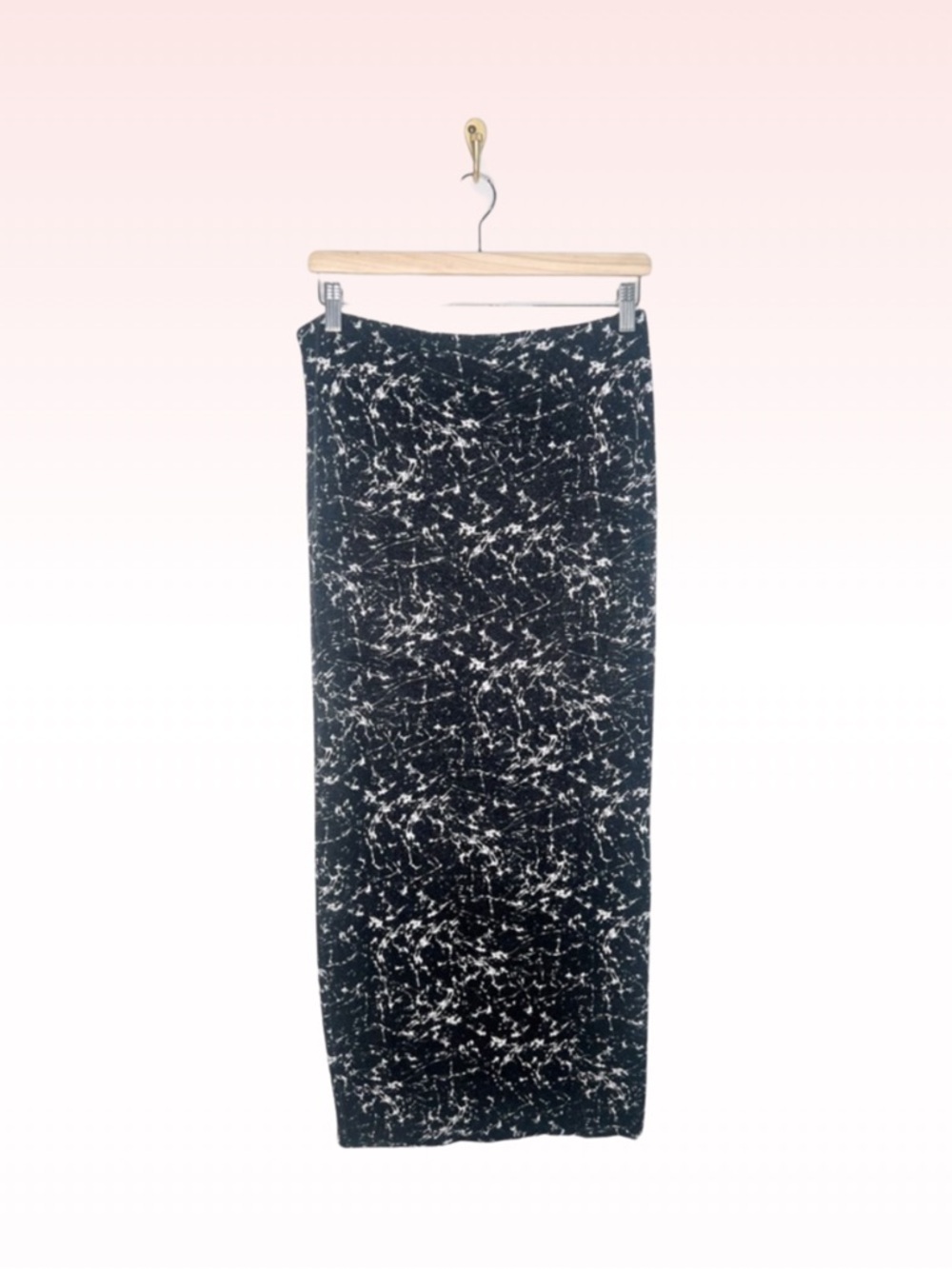 BAILEY 44 Faded Black Abstract Print Midi Skirt (Sz M/L)